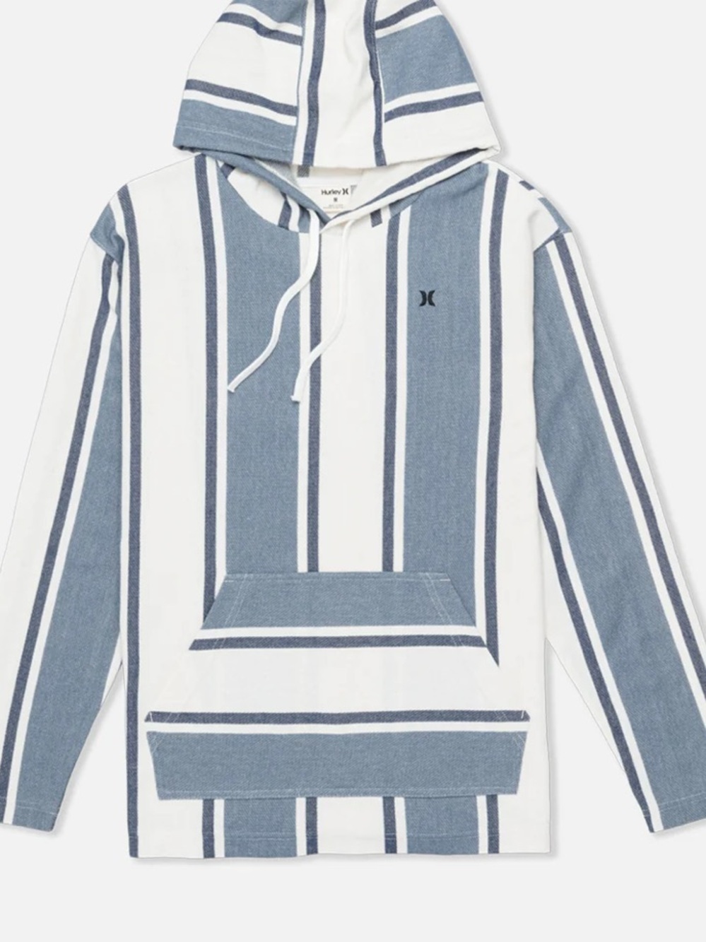 Hurley White and Light Blue Vertical Stripe Hoodie